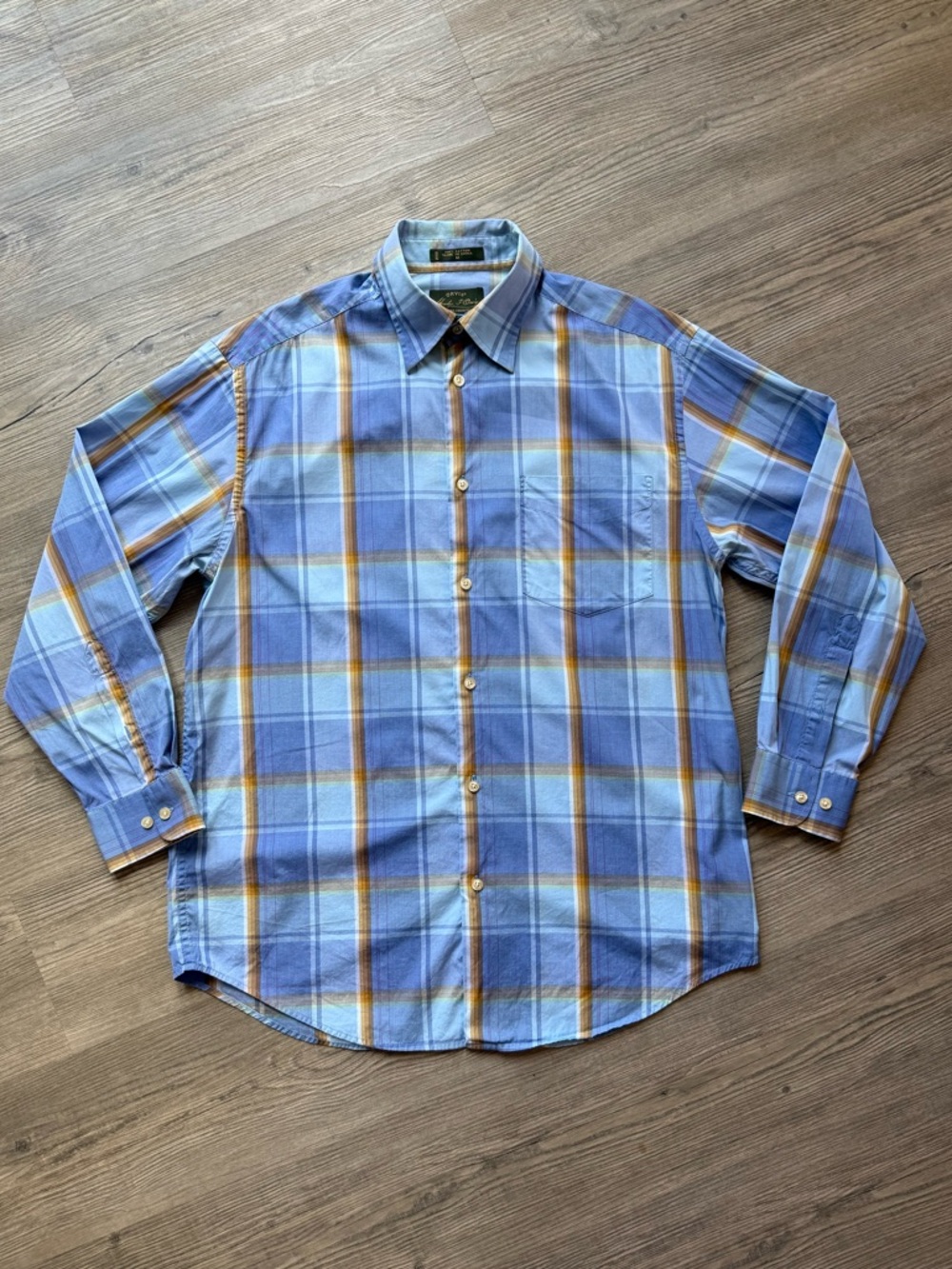 Orvis Signature Collection Blue Plaid Button Down Shirt Mens Medium